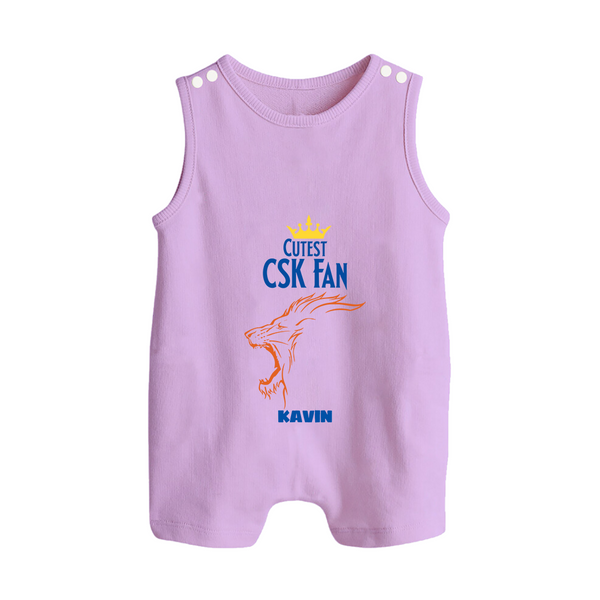 Cutest CSK Fan - Feel The Cricket Fever With Our Customized IPL-Themed Romper Suit For Babies With Baby Name - LILAC - 0 - 5 Months Old (Chest 18")