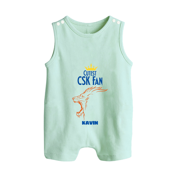 Cutest CSK Fan - Feel The Cricket Fever With Our Customized IPL-Themed Romper Suit For Babies With Baby Name - MINT GREEN - 0 - 5 Months Old (Chest 18")