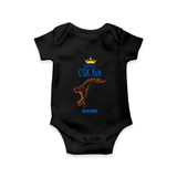 Cutest CSK Fan - Feel The Cricket Fever With Our Customized IPL-Themed Romper For Babies With Baby Name - BLACK - 0 - 3 Months Old (Chest 16")