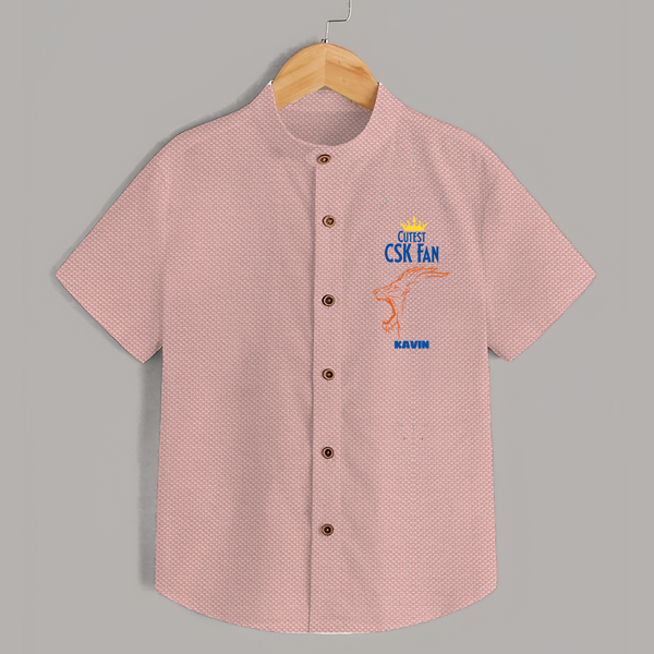 Cutest CSK Fan - Feel The Cricket Fever With Our Customized IPL-Themed Shirt For Kids With Baby Name - PEACH - 0 - 6 Months Old (Chest 23")