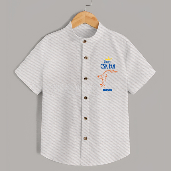 Cutest CSK Fan - Feel The Cricket Fever With Our Customized IPL-Themed Shirt For Kids With Baby Name - WHITE - 0 - 6 Months Old (Chest 23")