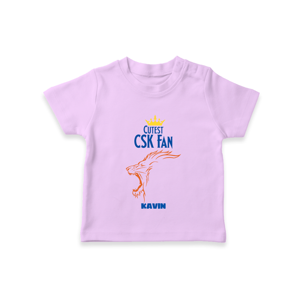Cutest CSK Fan - Feel The Cricket Fever With Our Customized IPL-Themed T-Shirt For Kids With Baby Name - LILAC - 0-5 Months Old (Chest 17")