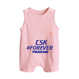 CSK #Forever - Feel The Cricket Fever With Our Customized IPL-Themed Romper Suit For Babies With Baby Name - BABY PINK - 0 - 5 Months Old (Chest 18")