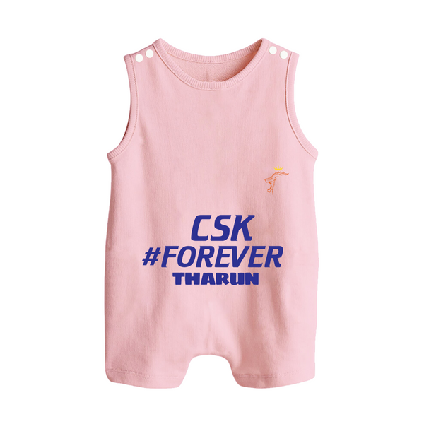 CSK #Forever - Feel The Cricket Fever With Our Customized IPL-Themed Romper Suit For Babies With Baby Name - BABY PINK - 0 - 5 Months Old (Chest 18")