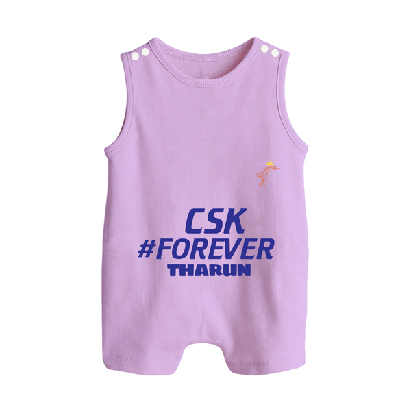 CSK #Forever - Feel The Cricket Fever With Our Customized IPL-Themed Romper Suit For Babies With Baby Name - LILAC - 0 - 5 Months Old (Chest 18")