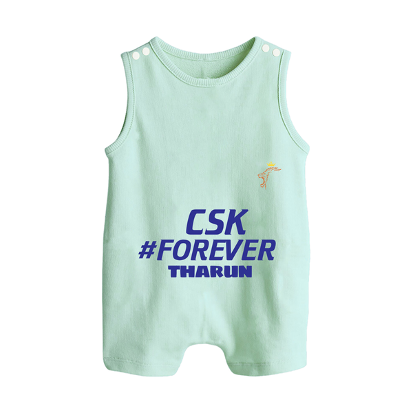 CSK #Forever - Feel The Cricket Fever With Our Customized IPL-Themed Romper Suit For Babies With Baby Name - MINT GREEN - 0 - 5 Months Old (Chest 18")
