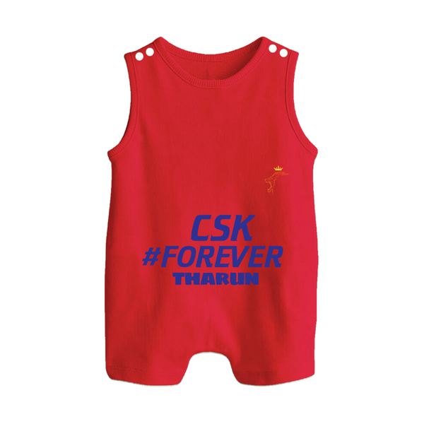 CSK #Forever - Feel The Cricket Fever With Our Customized IPL-Themed Romper Suit For Babies With Baby Name - RED - 0 - 5 Months Old (Chest 18")