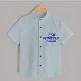 CSK #Forever - Feel The Cricket Fever With Our Customized IPL-Themed Shirt For Kids With Baby Name - ARCTIC BLUE - 0 - 6 Months Old (Chest 23")