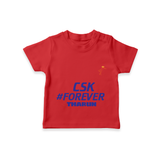 CSK #Forever - Feel The Cricket Fever With Our Customized IPL-Themed T-Shirt For Kids With Baby Name - RED - 0-5 Months Old (Chest 17")