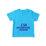 CSK #Forever - Feel The Cricket Fever With Our Customized IPL-Themed T-Shirt For Kids With Baby Name - SKY BLUE - 0-5 Months Old (Chest 17")
