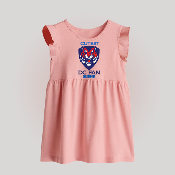 Cutest DC Fan - Support Your Favorite Team With Our Customized IPL-Themed Baby Frock For Babies With Name - BABY PINK - 0 - 3 Months Old (Chest 17")