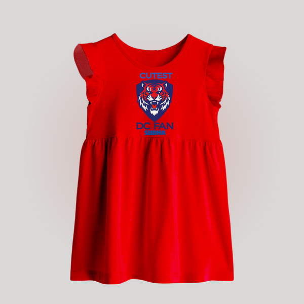 Cutest DC Fan - Support Your Favorite Team With Our Customized IPL-Themed Baby Frock For Babies With Name - RED - 0 - 3 Months Old (Chest 17")