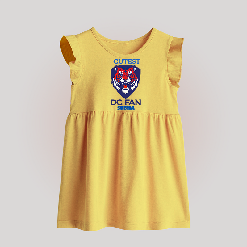 Cutest DC Fan - Support Your Favorite Team With Our Customized IPL-Themed Baby Frock For Babies With Name - YELLOW - 0 - 3 Months Old (Chest 17")
