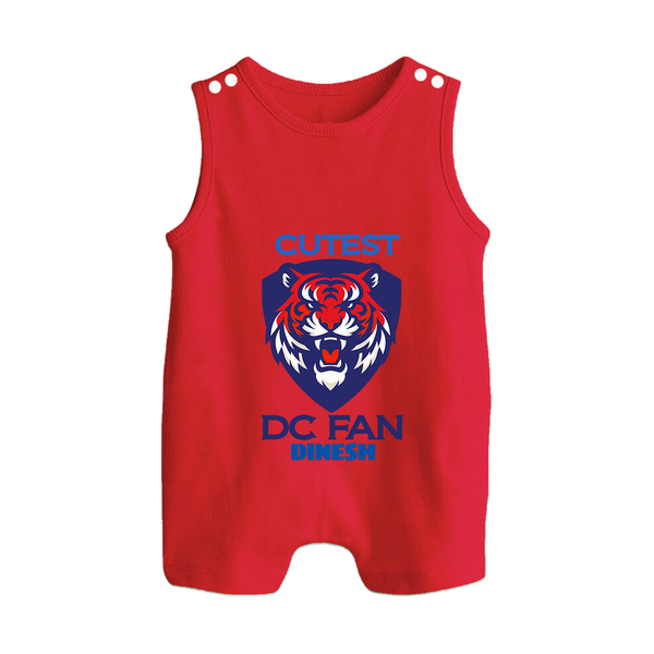 Cutest DC Fan - Support Your Favorite Team With Our Customized IPL-Themed Romper Suit For Babies With Name - RED - 0 - 5 Months Old (Chest 18")