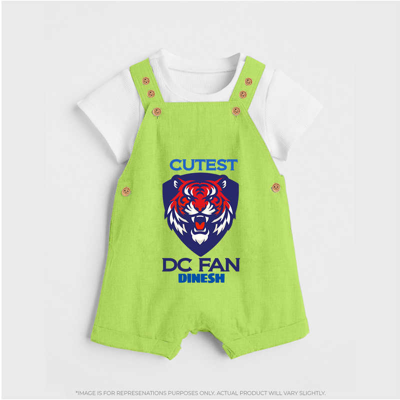 Cutest DC Fan - Support Your Favorite Team With Our Customized IPL-Themed Dungaree For Kids With Name - GREEN - 0 - 5 Months Old (Chest 18")