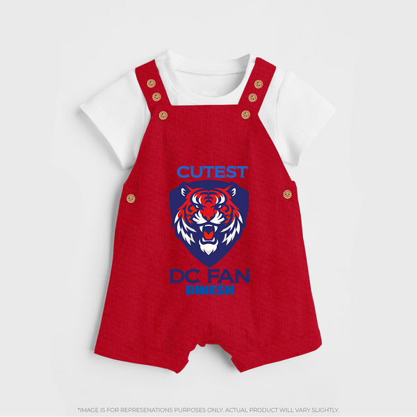 Cutest DC Fan - Support Your Favorite Team With Our Customized IPL-Themed Dungaree For Kids With Name - RED - 0 - 5 Months Old (Chest 18")