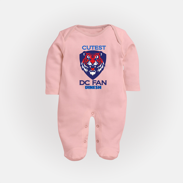 Cutest DC Fan - Support Your Favorite Team With Our Customized IPL-Themed Sleep Suit For Babies With Name - BABY PINK - New Born (Chest 7.5")