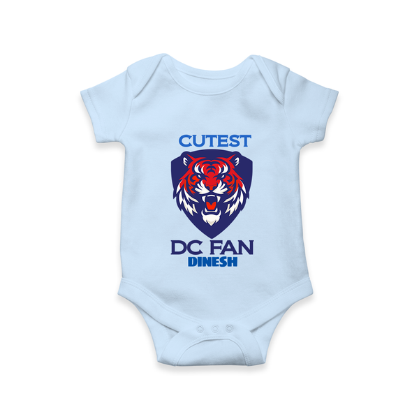 Cutest DC Fan - Support Your Favorite Team With Our Customized IPL-Themed Romper For Babies With Name - BABY BLUE - 0 - 3 Months Old (Chest 16")