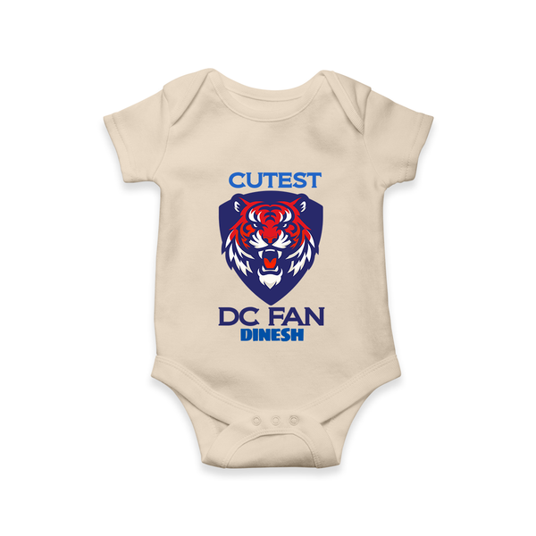 Cutest DC Fan - Support Your Favorite Team With Our Customized IPL-Themed Romper For Babies With Name - IVORY - 0 - 3 Months Old (Chest 16")