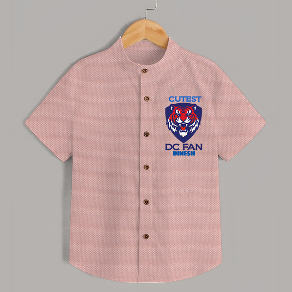Cutest DC Fan - Support Your Favorite Team With Our Customized IPL-Themed Shirt For Kids With Name - PEACH - 0 - 6 Months Old (Chest 23")