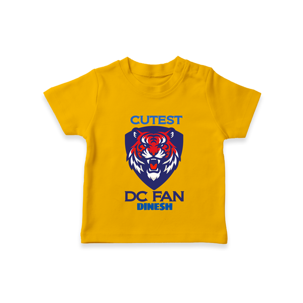 Cutest DC Fan - Support Your Favorite Team With Our Customized IPL-Themed T-Shirt For Kids With Name - CHROME YELLOW - 0-5 Months Old (Chest 17")