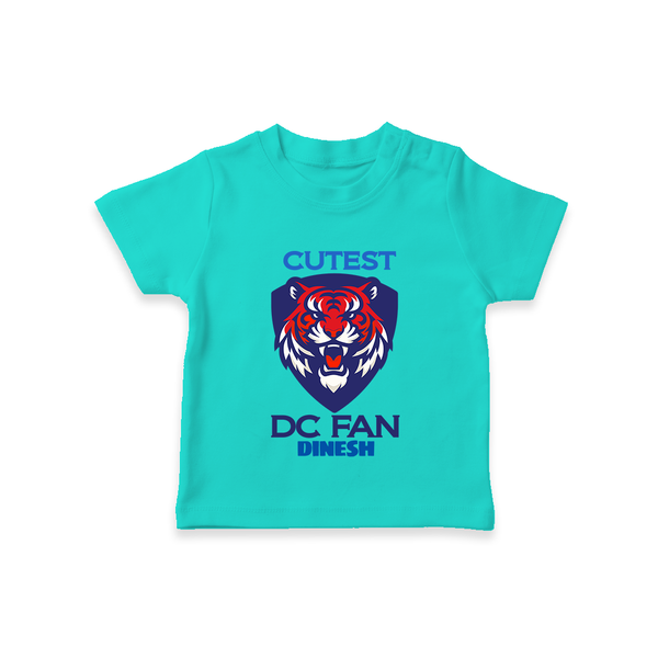 Cutest DC Fan - Support Your Favorite Team With Our Customized IPL-Themed T-Shirt For Kids With Name - TEAL - 0-5 Months Old (Chest 17")