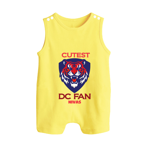 Cutest DC Fan - Support Your Favorite Team With Our Customized IPL-Themed Romper Suit For Babies With Name - PASTEL YELLOW - 0 - 5 Months Old (Chest 18")