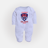 Cutest DC Fan - Support Your Favorite Team With Our Customized IPL-Themed Sleep Suit For Babies With Name - BABY BLUE - New Born (Chest 7.5")