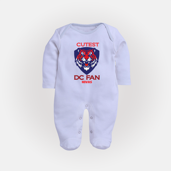 Cutest DC Fan - Support Your Favorite Team With Our Customized IPL-Themed Sleep Suit For Babies With Name - BABY BLUE - New Born (Chest 7.5")
