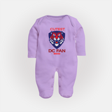 Cutest DC Fan - Support Your Favorite Team With Our Customized IPL-Themed Sleep Suit For Babies With Name - LILAC - New Born (Chest 7.5")