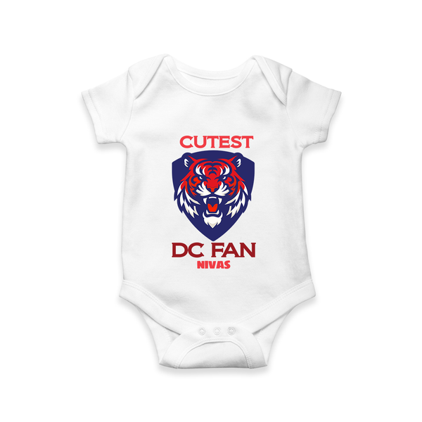 Cutest DC Fan - Support Your Favorite Team With Our Customized IPL-Themed Romper For Babies With Name - WHITE - 0 - 3 Months Old (Chest 16")