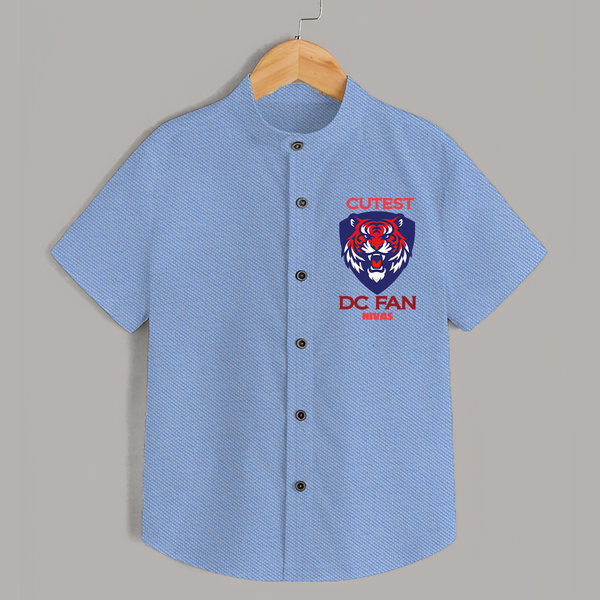 Cutest DC Fan - Support Your Favorite Team With Our Customized IPL-Themed Shirt For Kids With Name - SKY BLUE - 0 - 6 Months Old (Chest 23")