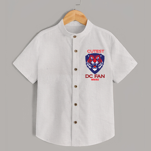 Cutest DC Fan - Support Your Favorite Team With Our Customized IPL-Themed Shirt For Kids With Name - WHITE - 0 - 6 Months Old (Chest 23")