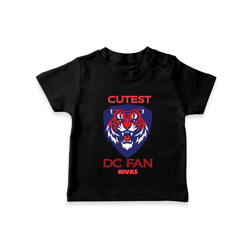 Cutest DC Fan - Support Your Favorite Team With Our Customized IPL-Themed T-Shirt For Kids With Name - BLACK - 0-5 Months Old (Chest 17")