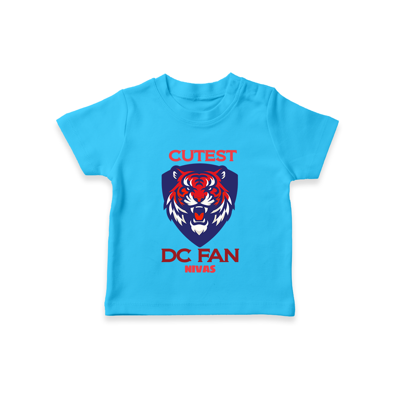 Cutest DC Fan - Support Your Favorite Team With Our Customized IPL-Themed T-Shirt For Kids With Name - SKY BLUE - 0-5 Months Old (Chest 17")