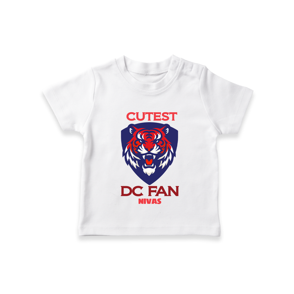 Cutest DC Fan - Support Your Favorite Team With Our Customized IPL-Themed T-Shirt For Kids With Name - WHITE - 0-5 Months Old (Chest 17")