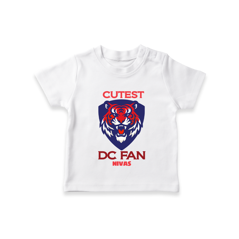 Cutest DC Fan - Support Your Favorite Team With Our Customized IPL-Themed T-Shirt For Kids With Name - WHITE - 0-5 Months Old (Chest 17")