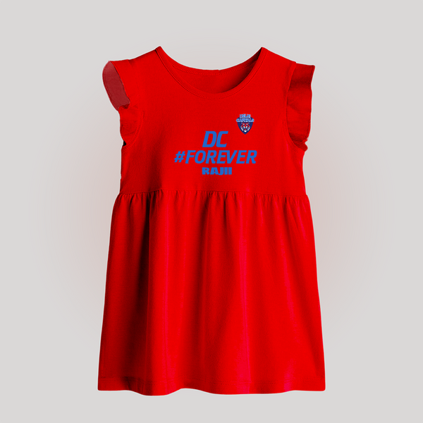 DC Forever - Support Your Favorite Team With Our Customized IPL-Themed Baby Frock For Babies With Name - RED - 0 - 3 Months Old (Chest 17")