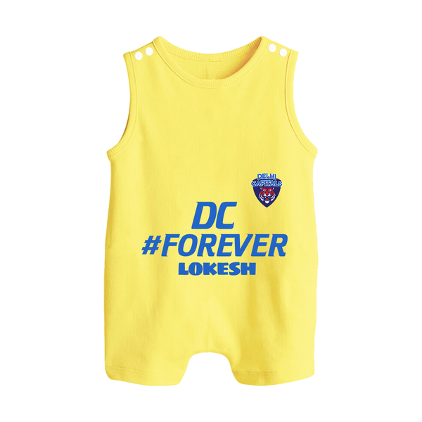 DC Forever - Support Your Favorite Team With Our Customized IPL-Themed Romper Suit For Babies With Name - PASTEL YELLOW - 0 - 5 Months Old (Chest 18")