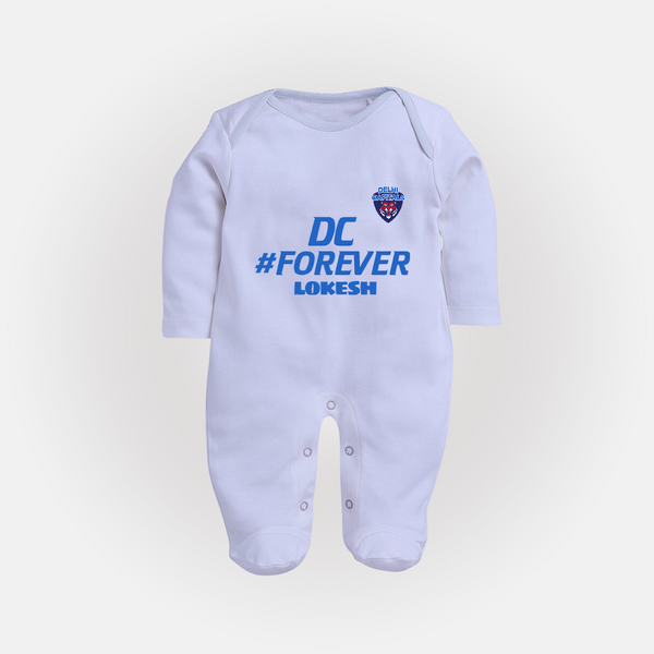 DC Forever - Support Your Favorite Team With Our Customized IPL-Themed Sleep Suit For Babies With Name - BABY BLUE - New Born (Chest 7.5")
