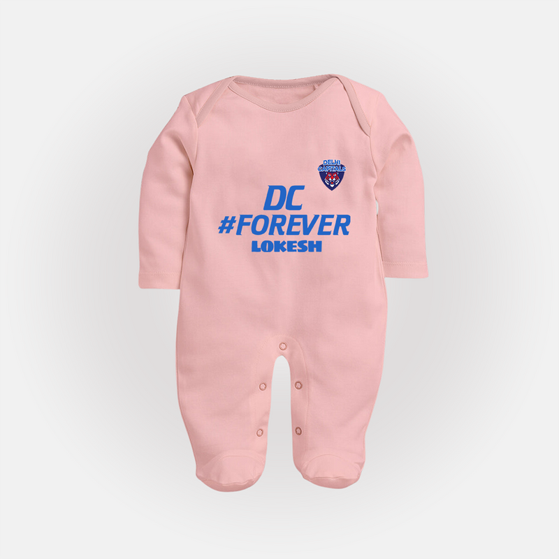 DC Forever - Support Your Favorite Team With Our Customized IPL-Themed Sleep Suit For Babies With Name - BABY PINK - New Born (Chest 7.5")