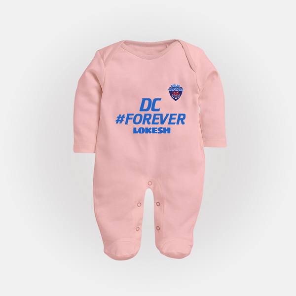 DC Forever - Support Your Favorite Team With Our Customized IPL-Themed Sleep Suit For Babies With Name - BABY PINK - New Born (Chest 7.5")