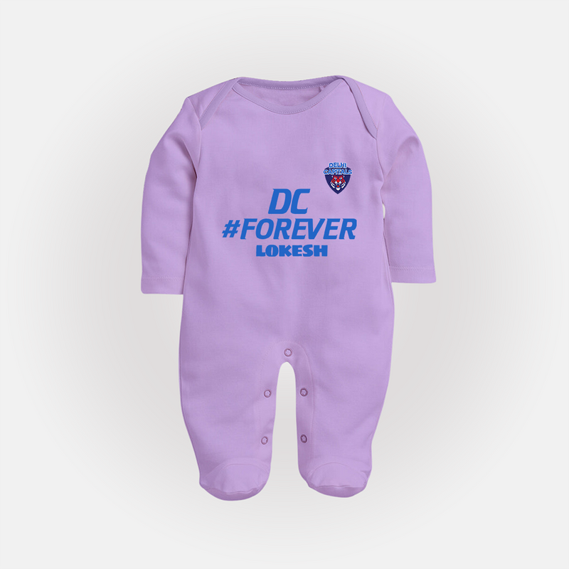 DC Forever - Support Your Favorite Team With Our Customized IPL-Themed Sleep Suit For Babies With Name - LILAC - New Born (Chest 7.5")