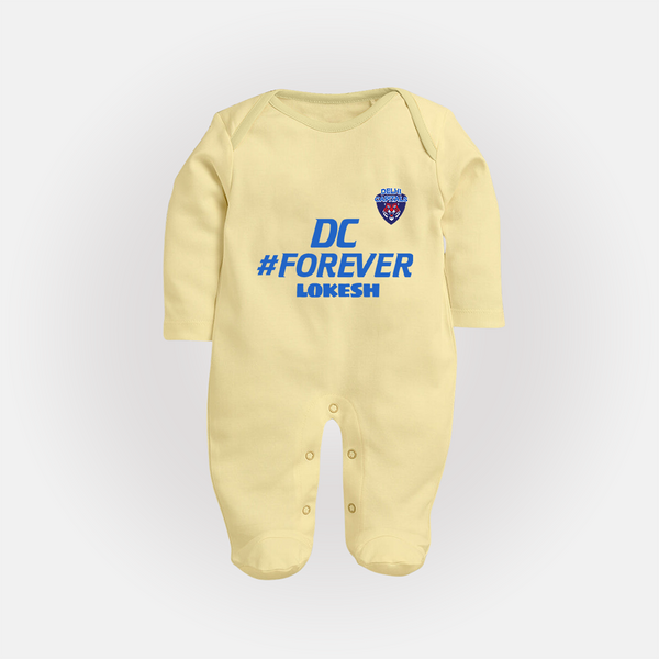 DC Forever - Support Your Favorite Team With Our Customized IPL-Themed Sleep Suit For Babies With Name - PASTEL YELLOW - New Born (Chest 7.5")