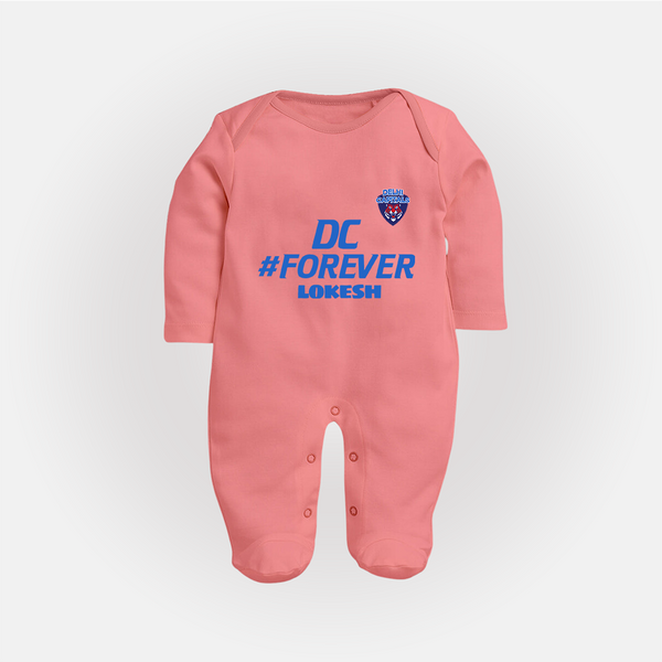 DC Forever - Support Your Favorite Team With Our Customized IPL-Themed Sleep Suit For Babies With Name - PEACH - New Born (Chest 7.5")