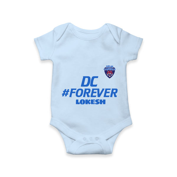 DC Forever - Support Your Favorite Team With Our Customized IPL-Themed Romper For Babies With Name - BABY BLUE - 0 - 3 Months Old (Chest 16")