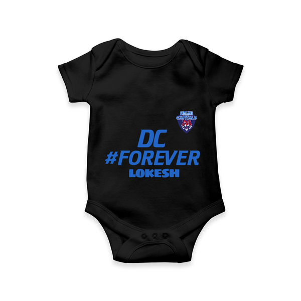 DC Forever - Support Your Favorite Team With Our Customized IPL-Themed Romper For Babies With Name - BLACK - 0 - 3 Months Old (Chest 16")