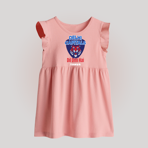 Delhi Capitals "Dil Dilli Hai" - Support Your Favorite Team With Our Customized IPL-Themed Baby Frock For Babies With Name - BABY PINK - 0 - 3 Months Old (Chest 17")
