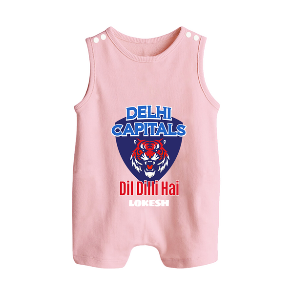 Delhi Capitals "Dil Dilli Hai" - Support Your Favorite Team With Our Customized IPL-Themed Romper Suit For Babies With Name - BABY PINK - 0 - 5 Months Old (Chest 18")