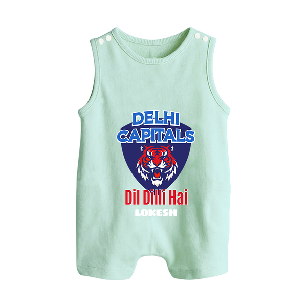 Delhi Capitals "Dil Dilli Hai" - Support Your Favorite Team With Our Customized IPL-Themed Romper Suit For Babies With Name - MINT GREEN - 0 - 5 Months Old (Chest 18")